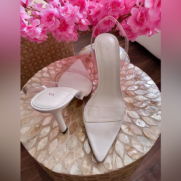 Zara HIGH HEELED VINYL SANDALS - Picture 1 of 2